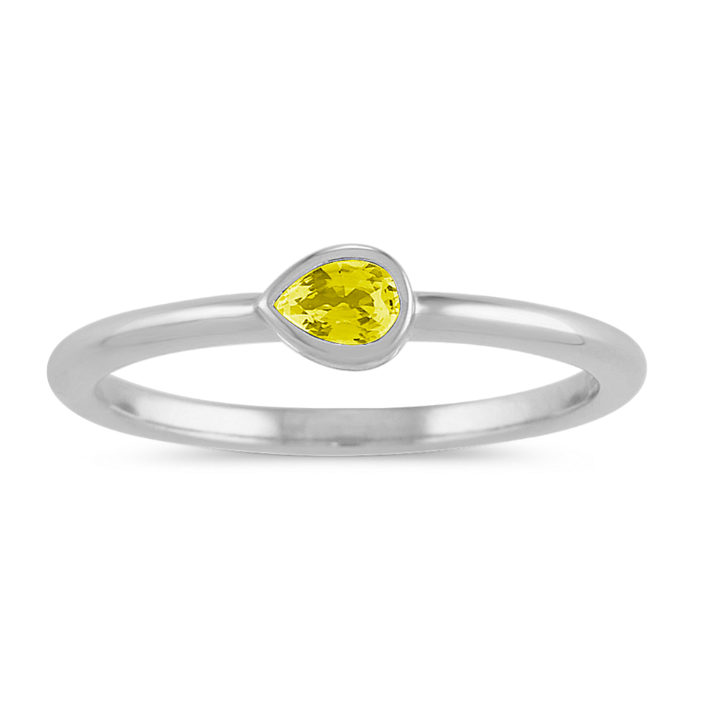 Bezel-Set Yellow Sapphire Ring in 14k White Gold