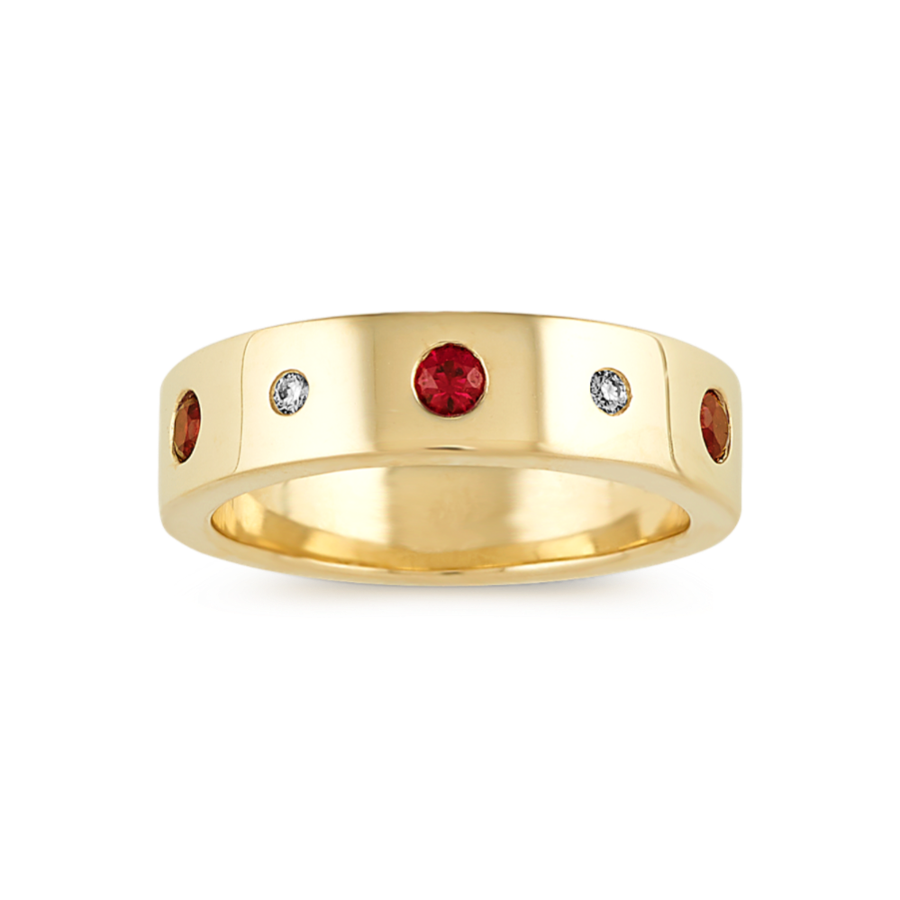 Bezel-Set Ruby & Diamond Ring