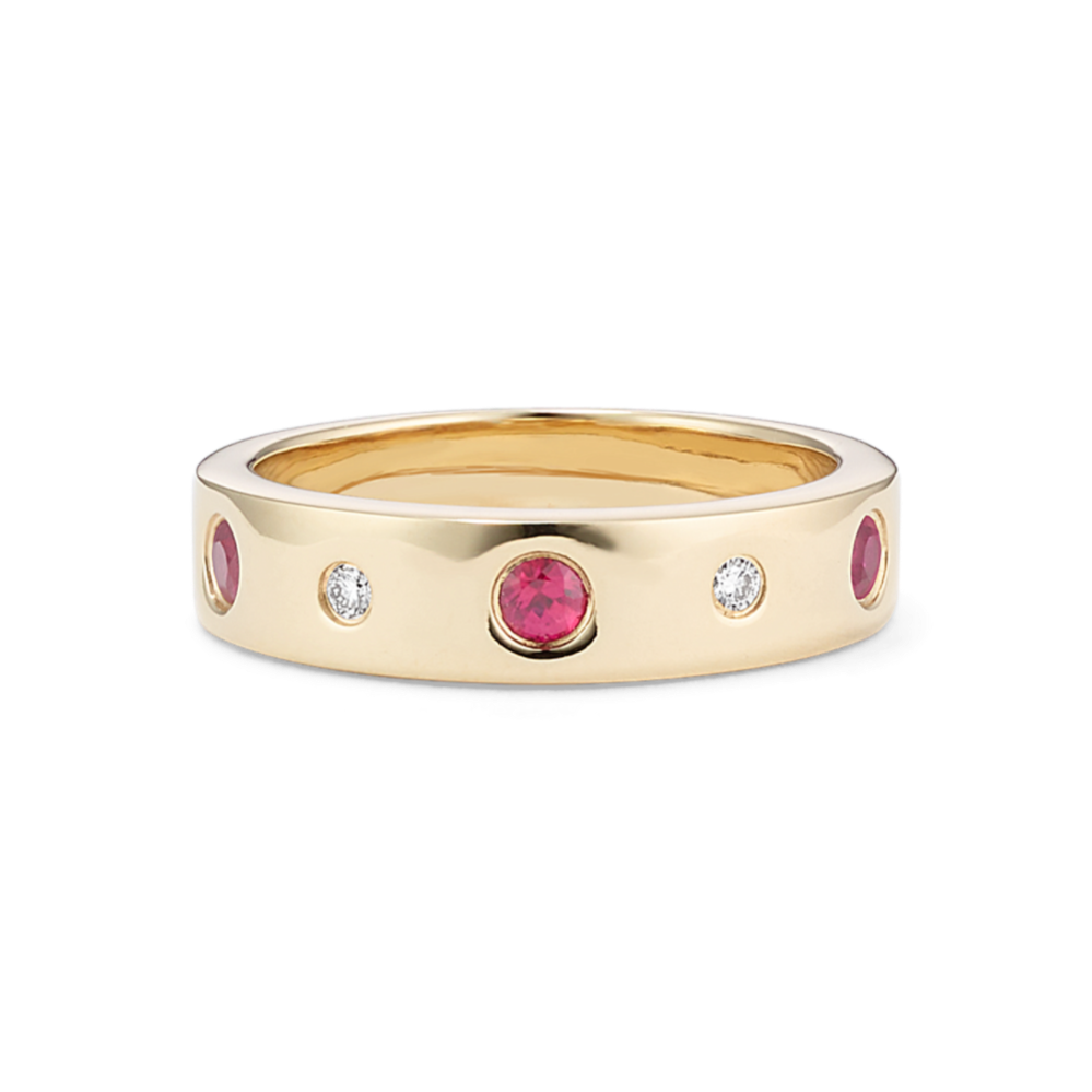 Bezel-Set Ruby & Diamond Ring