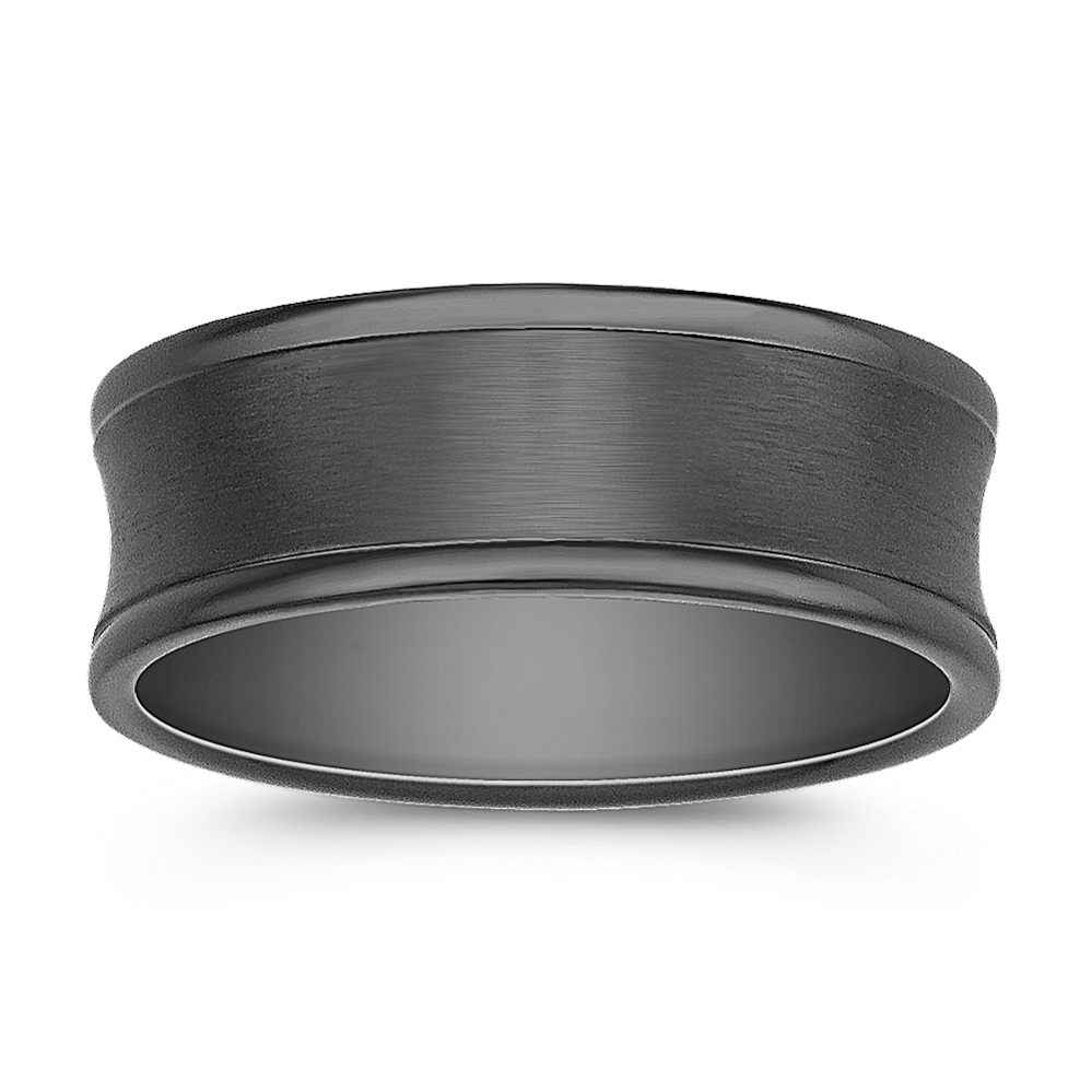 Black Concave Titanium Comfort Fit Ring (7.5mm)