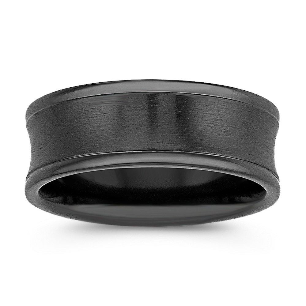 Black Concave Titanium Comfort Fit Ring (7.5mm)