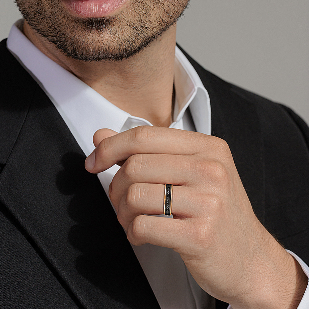 Black Diamond Mens Wedding Band in Cobalt 5.5mm Shane Co