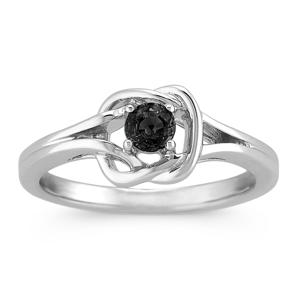 Black Sapphire Knot Ring in Sterling Silver
