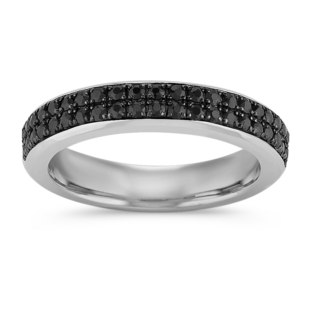 Black Sapphire Wedding Band in 14k White Gold
