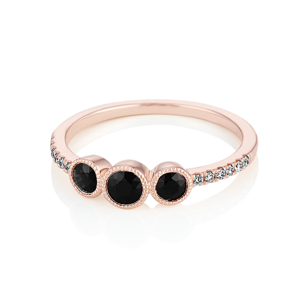 Black Sapphire and Diamond Ring in 14k Rose Gold | Shane Co.