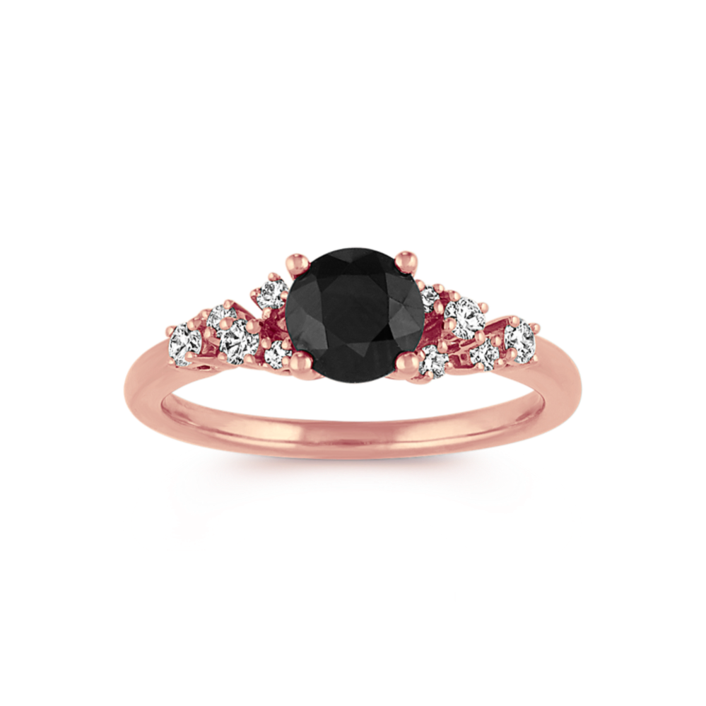 Notte Black Sapphire and Diamond Ring in 14K Rose Gold