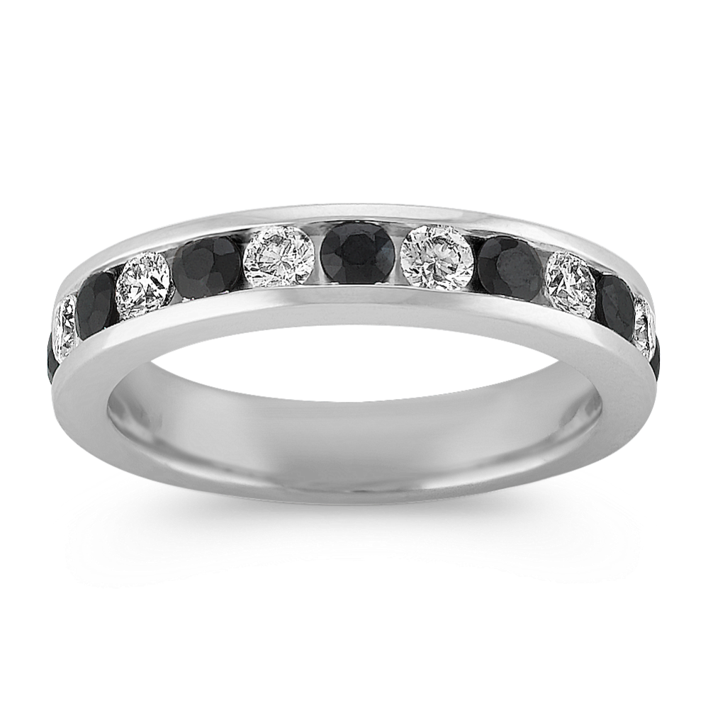 Black Sapphire and Diamond Wedding Band