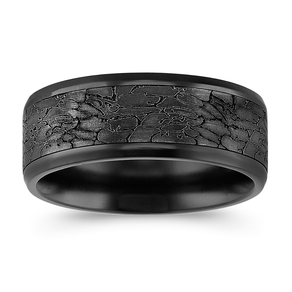 Shane co. Mens popular black titanium comfort fit wedding band ring