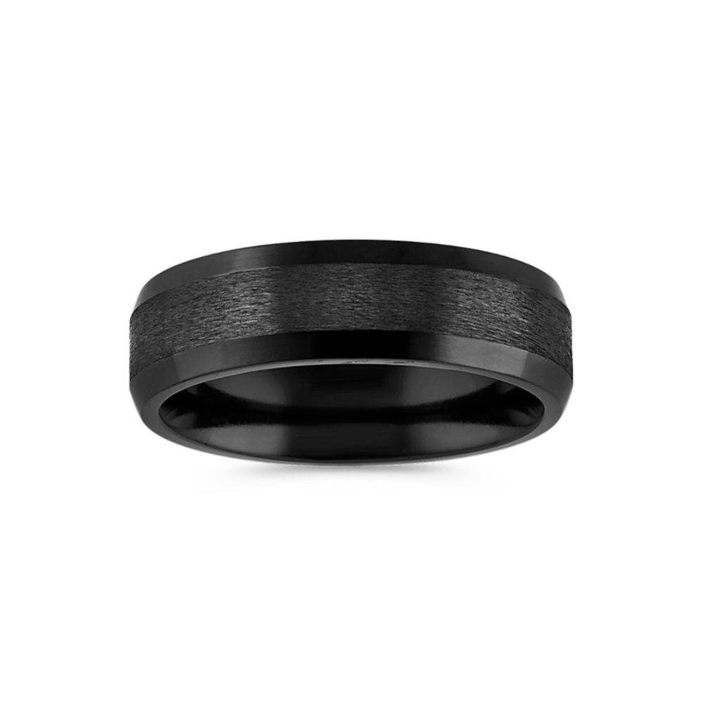 Black Titanium Comfort Fit Ring with Satin Finish (7mm)
