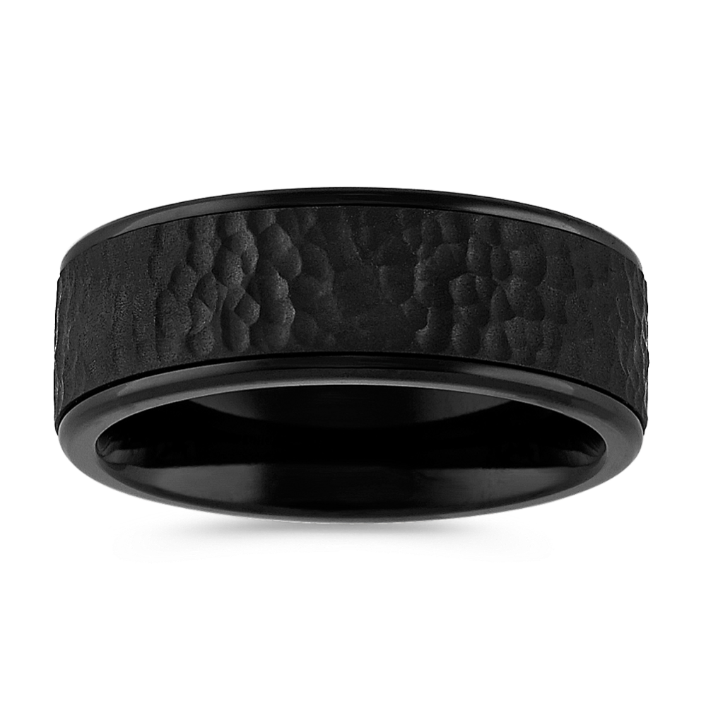 Black Titanium Ring with Hammered Finish (8mm)