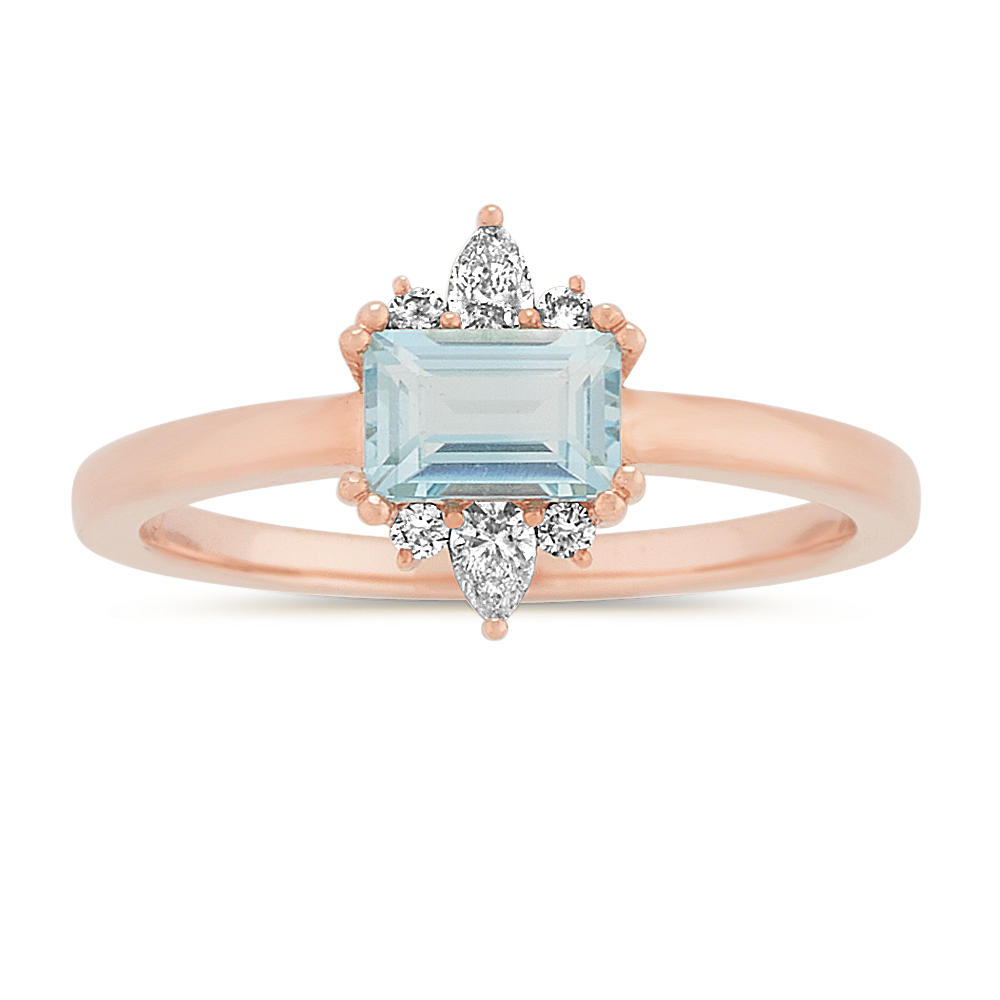 Blue Sky Topaz and Diamond Ring in 14k Rose Gold | Shane Co.