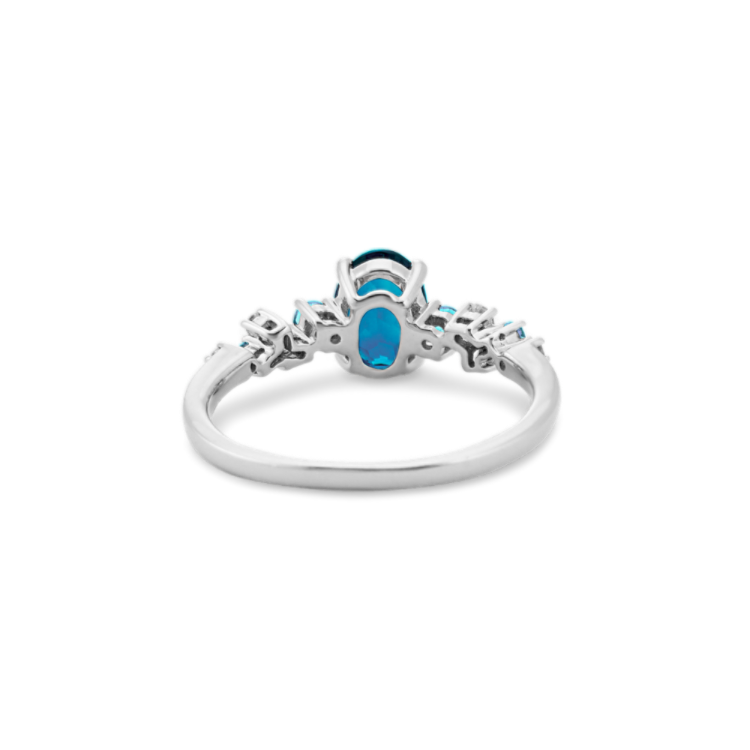 Seraphina Natural Blue Topaz and Natural Diamond Ring in Sterling Silver