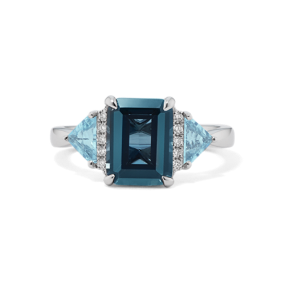 Mira Blue Topaz & Diamond Ring