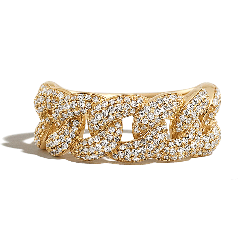 Bonn Diamond Chain Link Ring in 14K Yellow Gold | Shane Co.