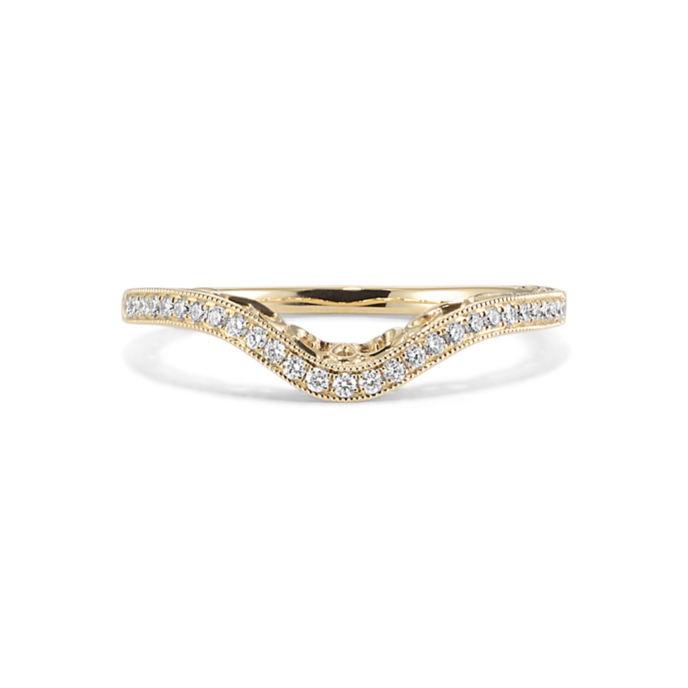 Art Nouveau Diamond Pave Contour Band