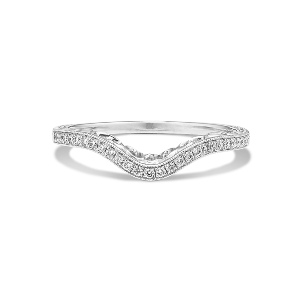 Cadence Vintage Natural Diamond Contour Wedding Band in 14k White Gold