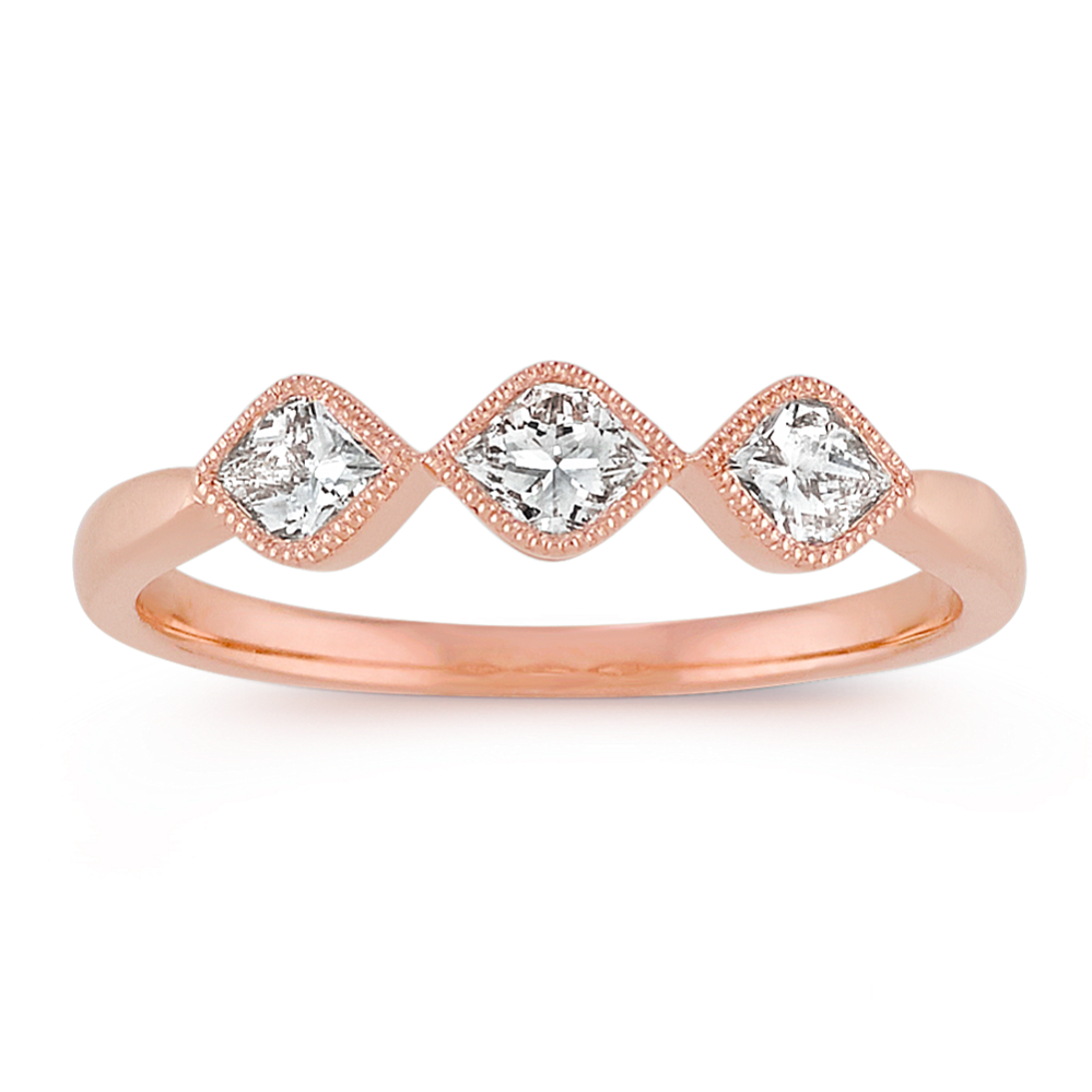 Calla-Cut Diamond Three-Stone Ring in Rose Gold