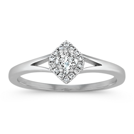 Calla Cut and Round Diamond Ring in 14k White Gold Shane Co