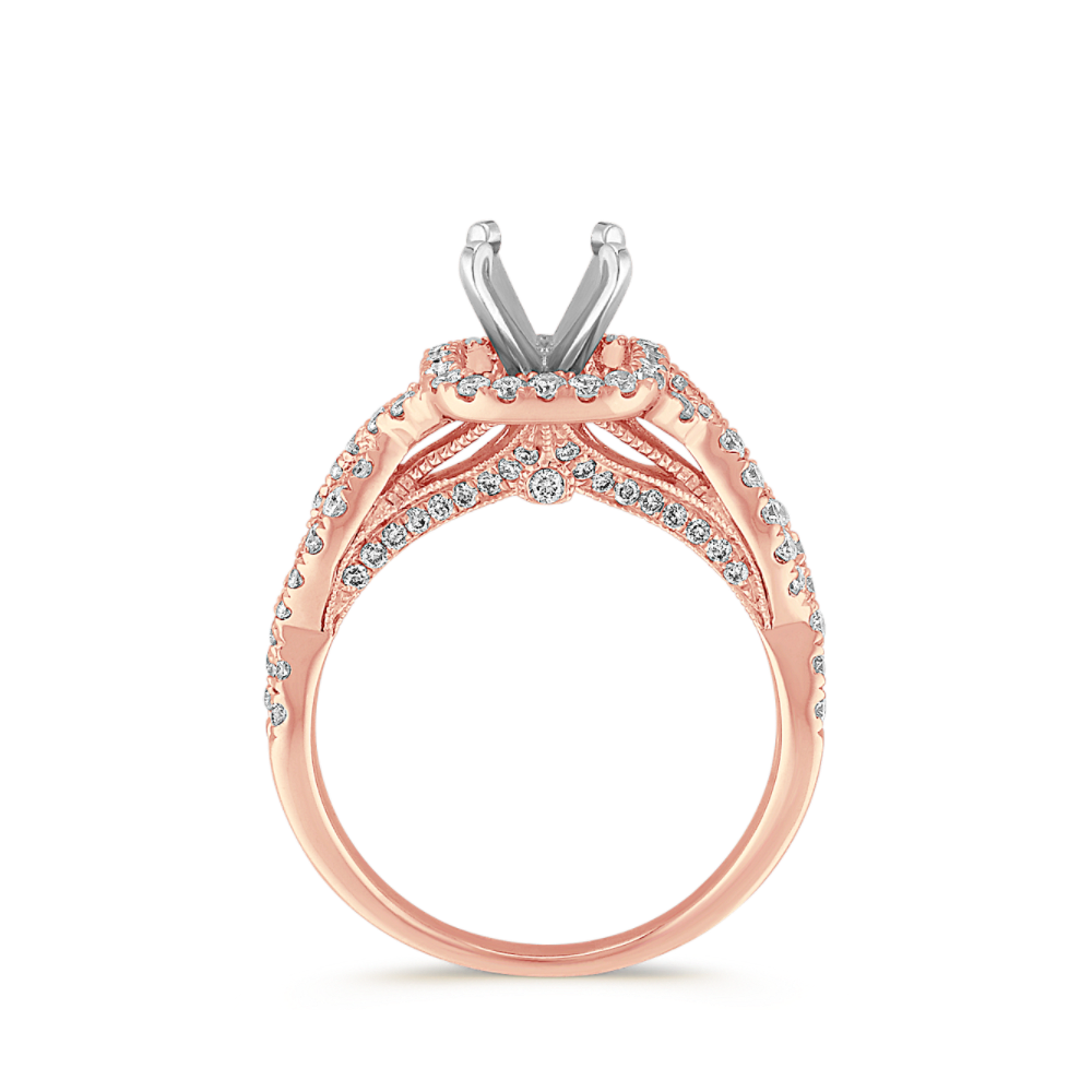 Cannes Infinity Natural Diamond Halo Engagement Ring in 14k Rose Gold