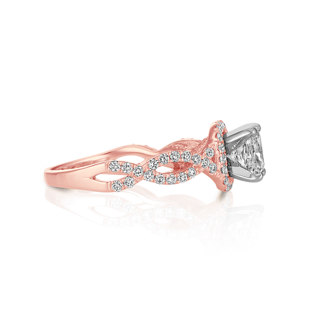 Cannes Infinity Natural Diamond Halo Engagement Ring in 14k Rose Gold