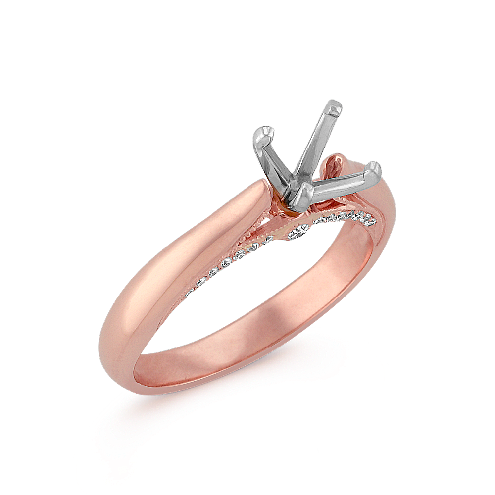 Cathedral Round Diamond Engagement Ring in 14k Rose Gold | Shane Co.