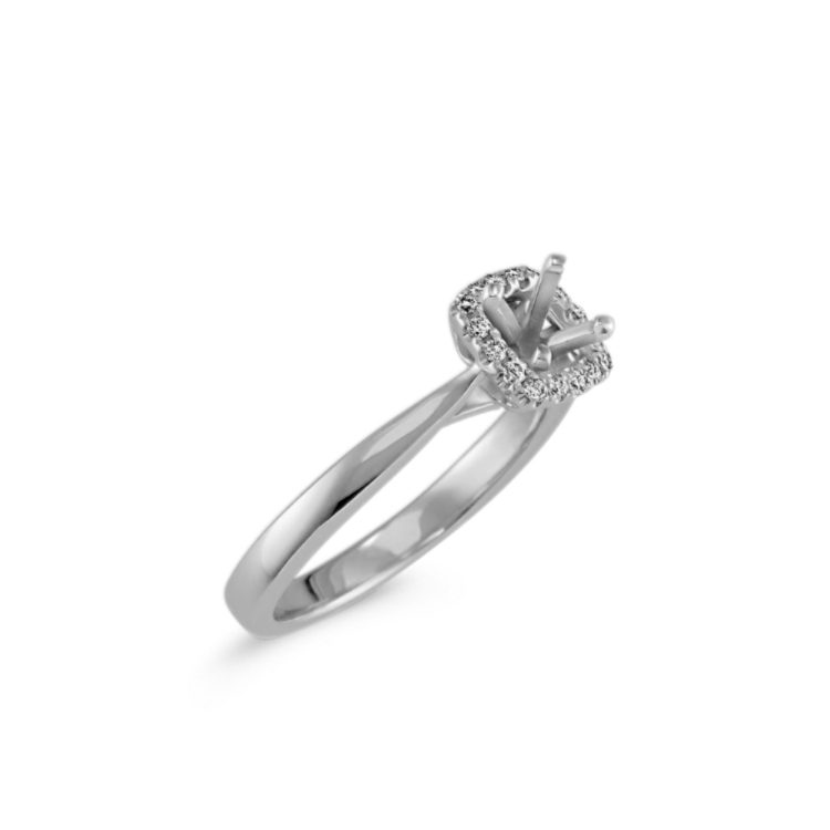 Celine Cushion Halo Pave-Set Natural Diamond Engagement Ring