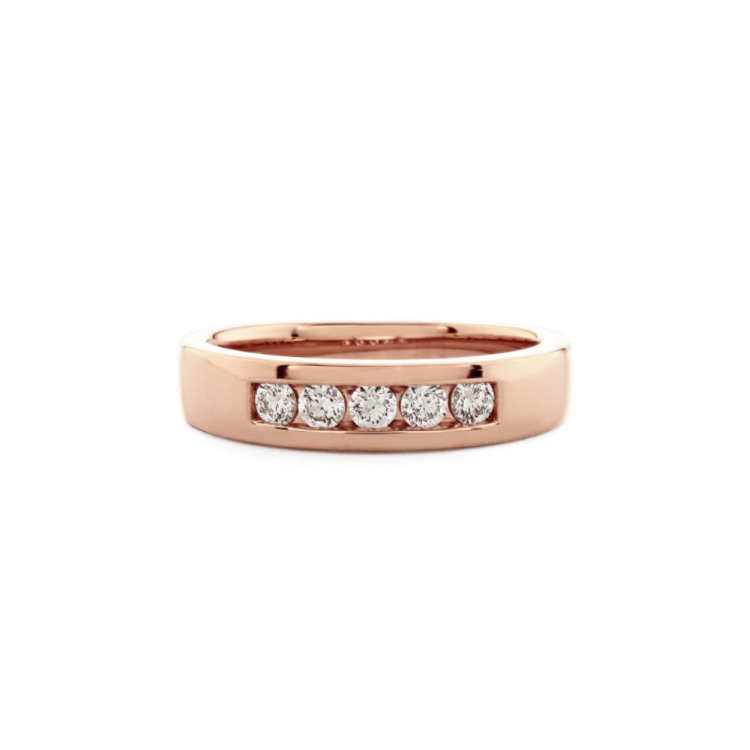 Channel-Set Natural Diamond Mens Band in 14k Rose Gold (5.5mm)