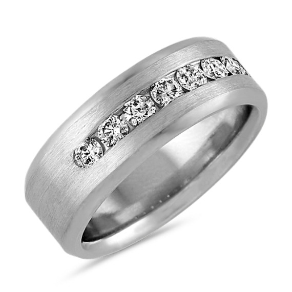 Channel-Set Diamond Mens Band in Platinum (8mm) | Shane Co.