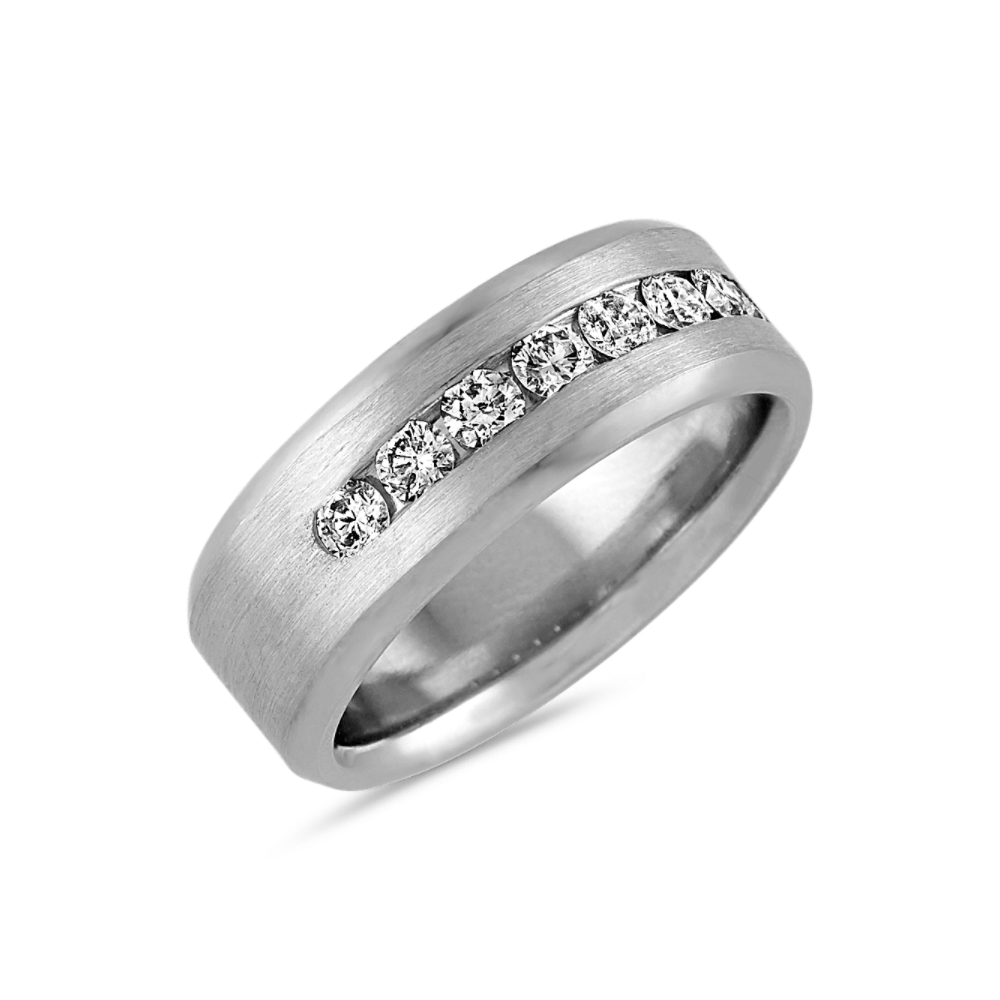 Channel-Set Diamond Mens Band in Platinum (8mm) | Shane Co.