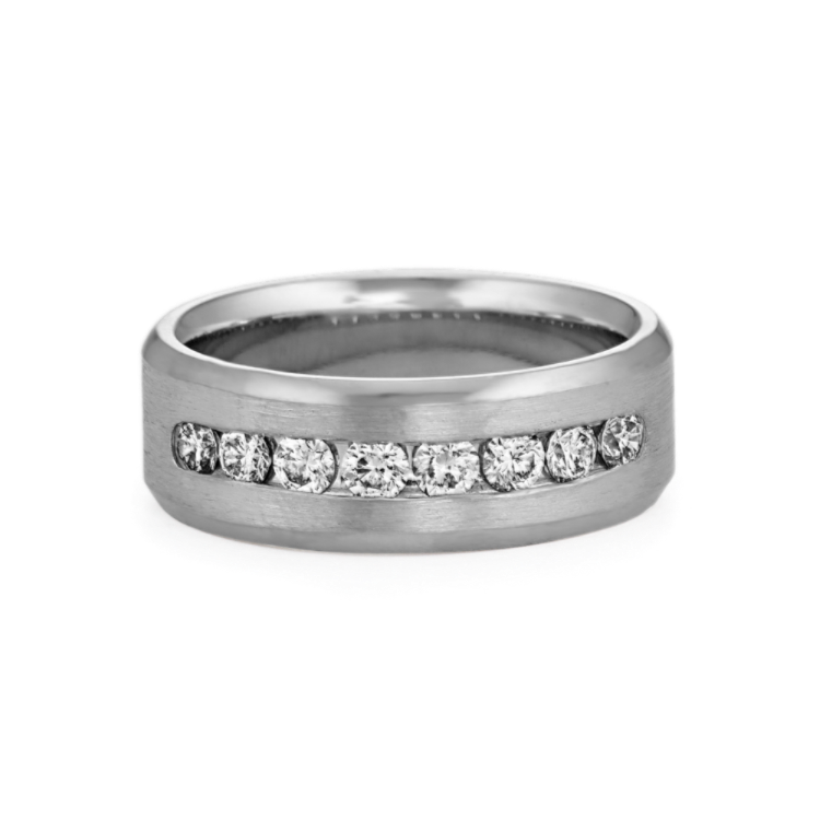 Channel-Set Natural Diamond Mens Band in Platinum (8mm)