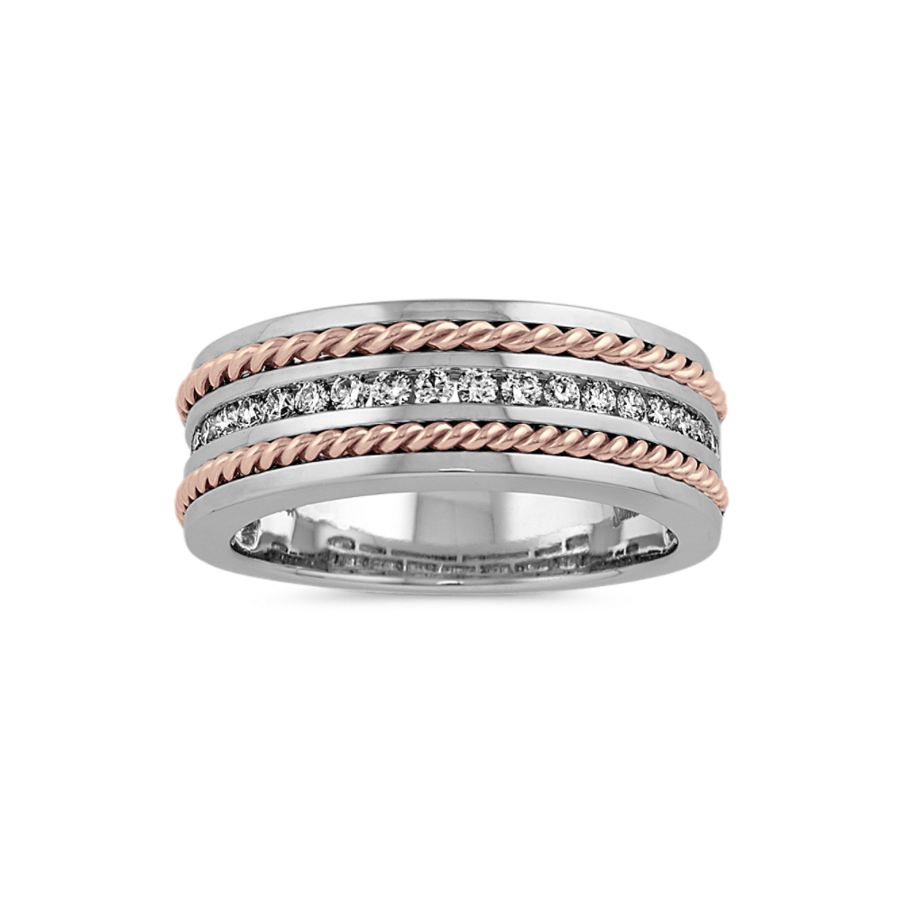Channel-Set Natural Diamond Ring in 14k White and Rose Gold (8mm)