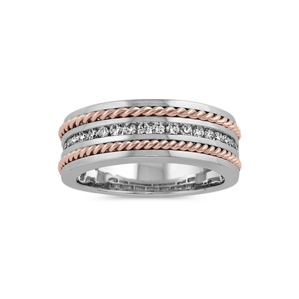 Channel-Set Diamond Ring in 14k White and Rose Gold (8mm)