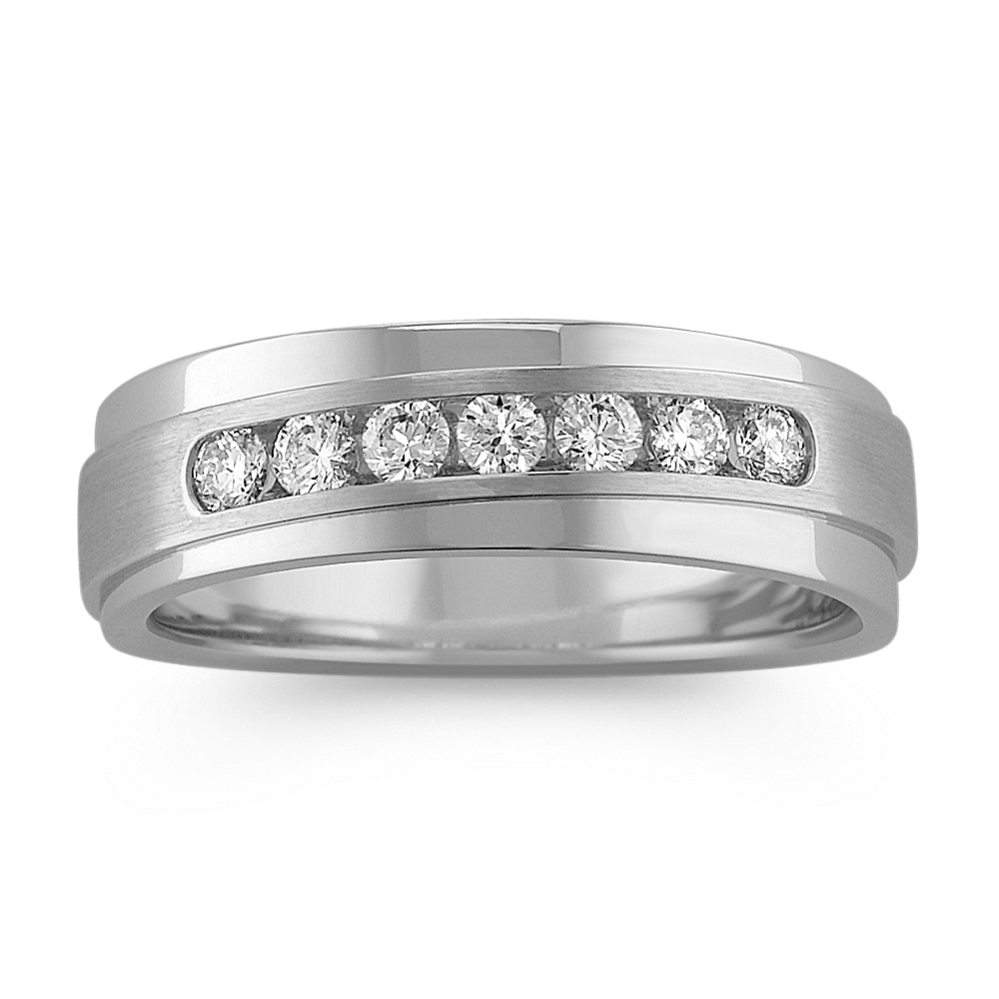 Channel-Set Diamond Ring with Satin and Polished Finishes (7mm)