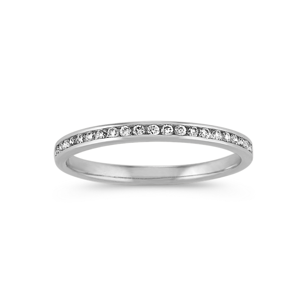 Channel-Set Natural Diamond Wedding Band in 14k White Gold