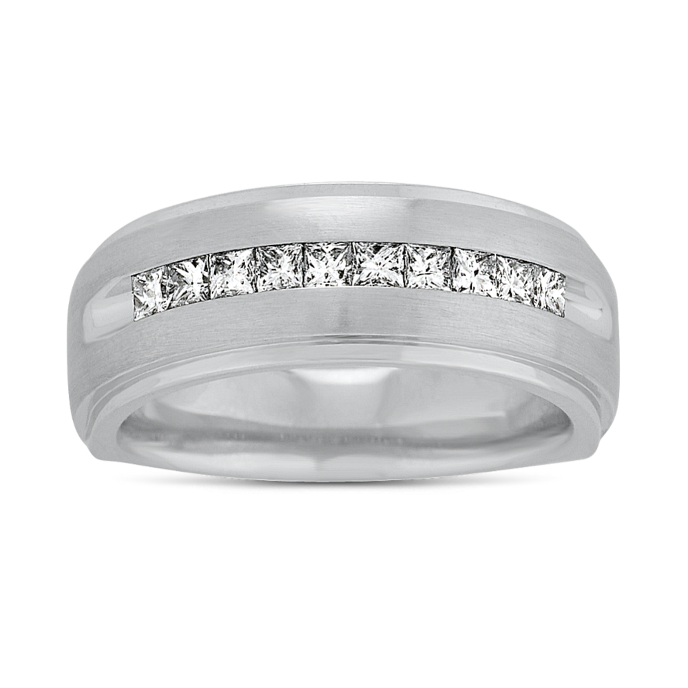 Channel Set Princess Diamond Mens Band (5.5mm)