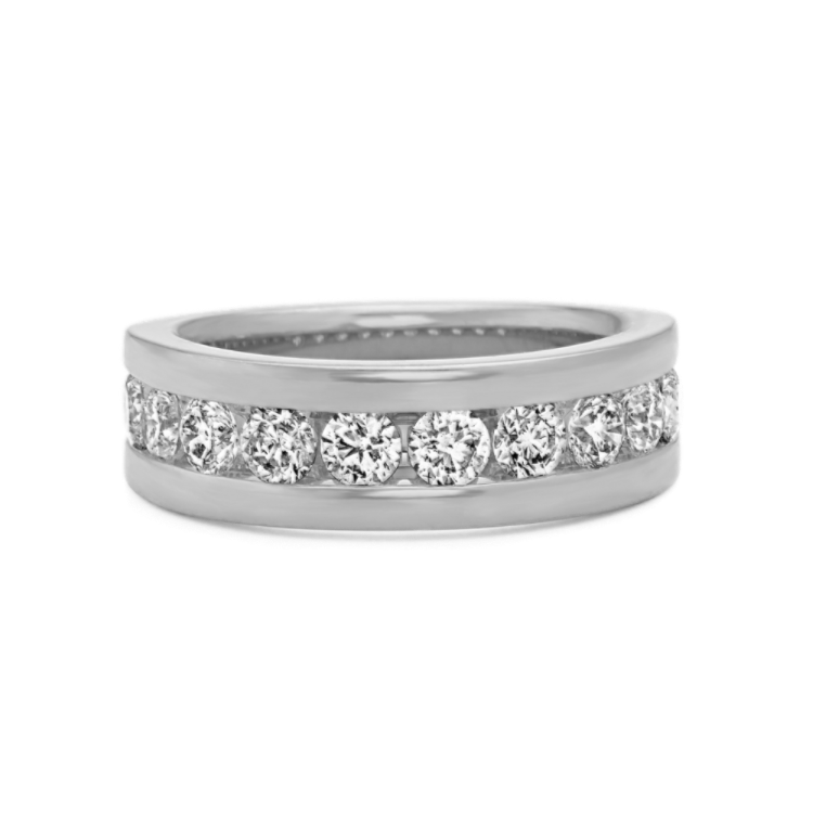 Channel-Set Round Natural Diamond Mens Band (7.5mm)
