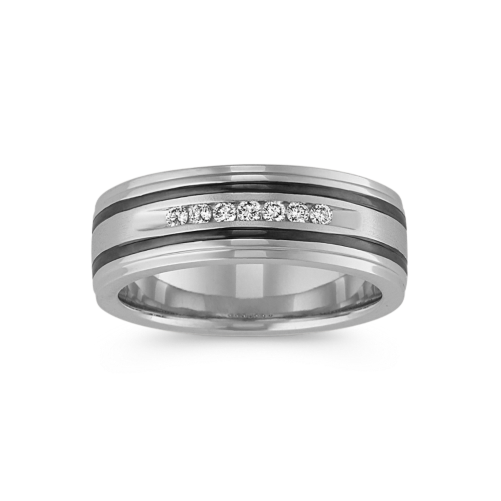 Lennox Channel-Set Diamond Ring with Black Rhodium in 14K White Gold (7.5mm)