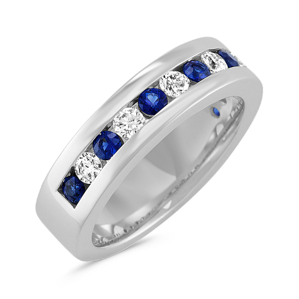 Unity Sapphire & Diamond Band (6mm) in Platinum | Shane Co.