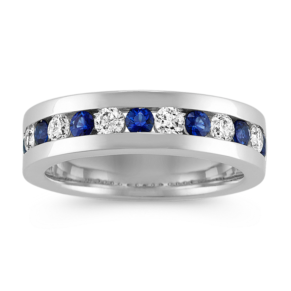 Unity Sapphire & Diamond Band in Platinum (6mm)
