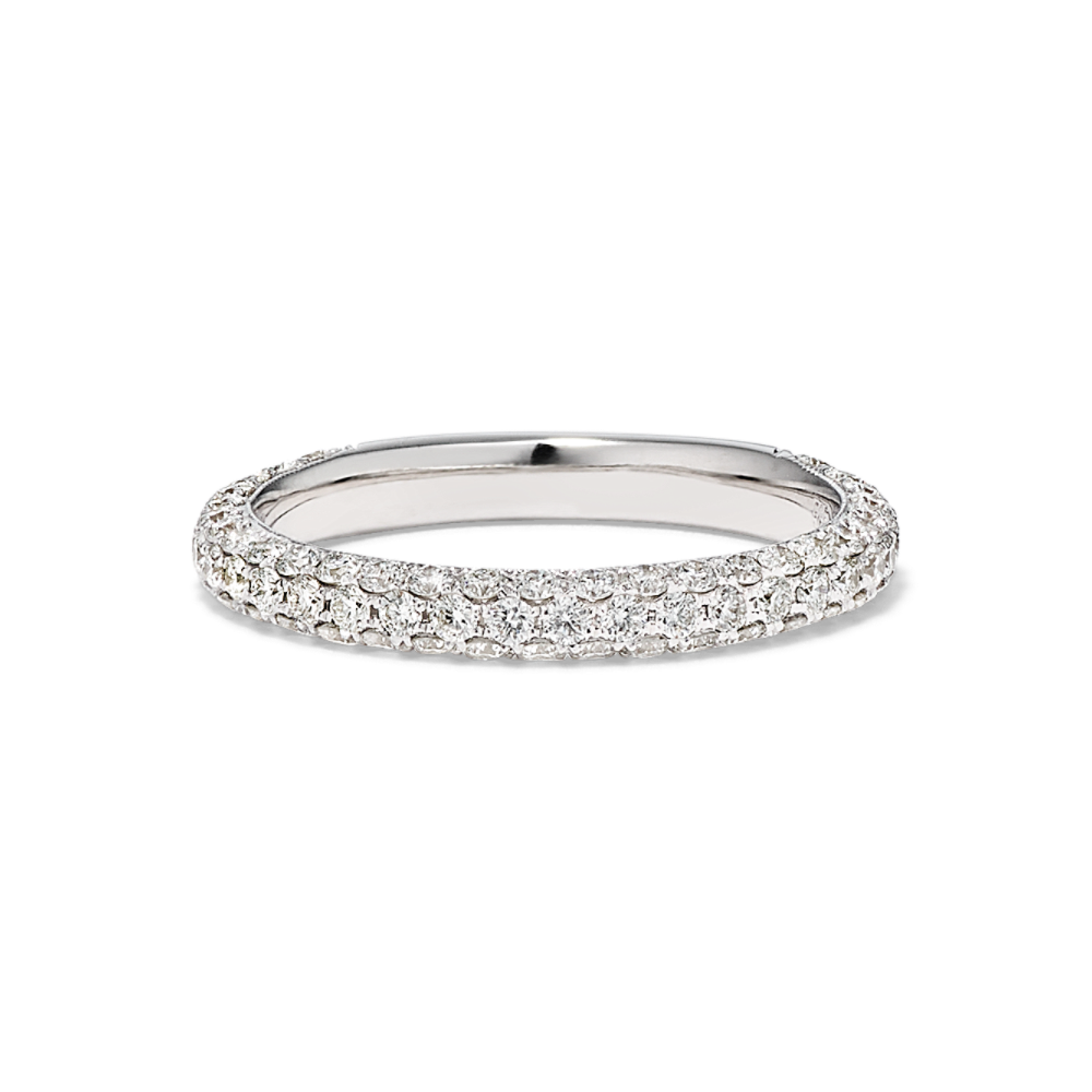 Cherie Contemporary Natural Diamond Wedding Band with Pave