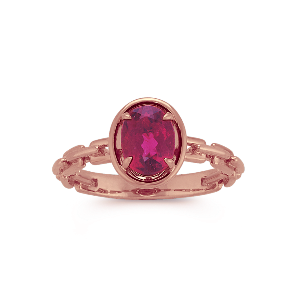 Natural Cherry Pink Tourmaline Link Ring