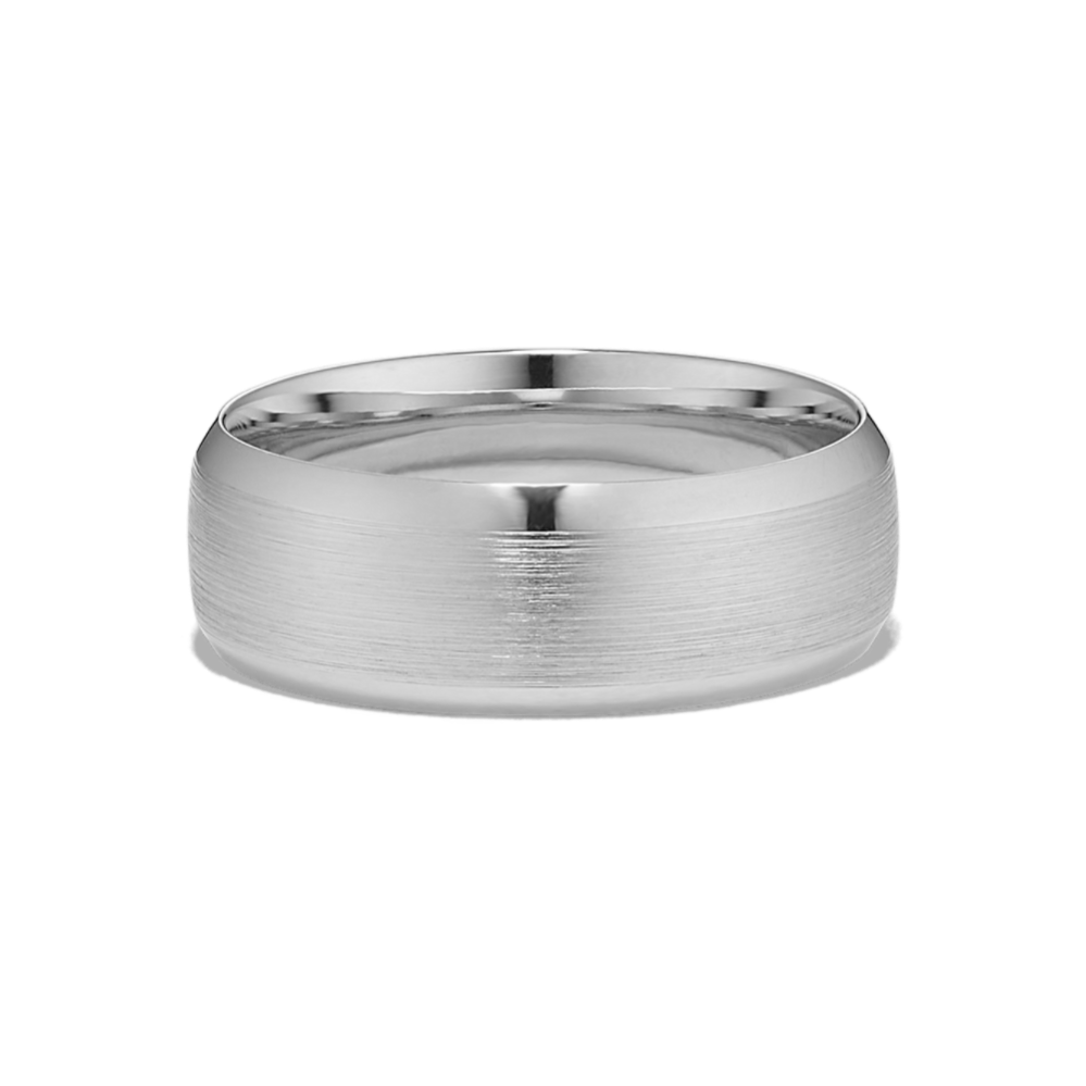 Beveled Edge Satin 14K White Gold Band (8mm)