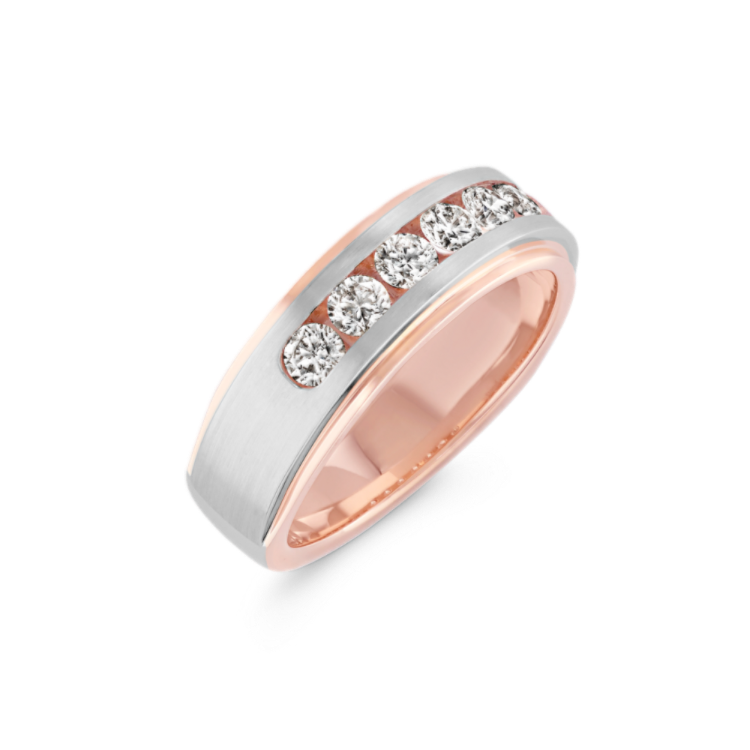 Classic Channel-Set Natural Diamond Ring in 14k Rose and White Gold (7.5mm)