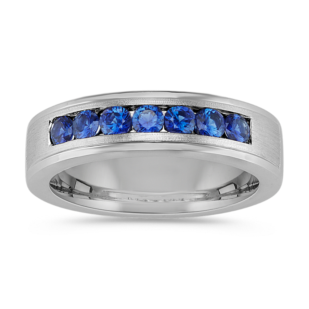 Classic Channel-Set Round Traditional Sapphire Ring with Satin Finish (6mm)