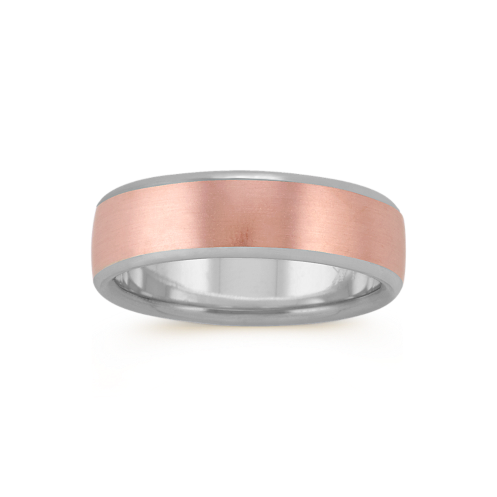Comfort Fit Satin 14K Two-Tone Gold Band (6.5mm)