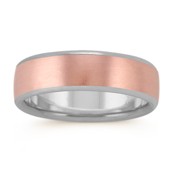 Classic Comfort Fit Wedding Band in 14k Rose and White Gold (6.5mm)