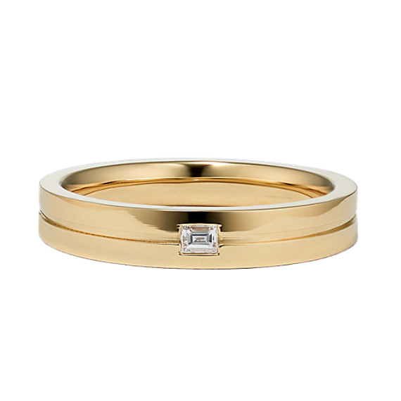 Classic Diamond Accented Wedding Band in 14K Yellow Gold