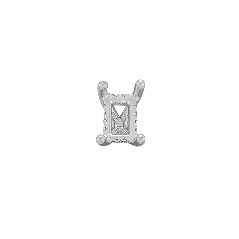 Pedestal Diamond Decorative Crown to Hold 6.5x4.5mm Emerald Shaped Gemstone