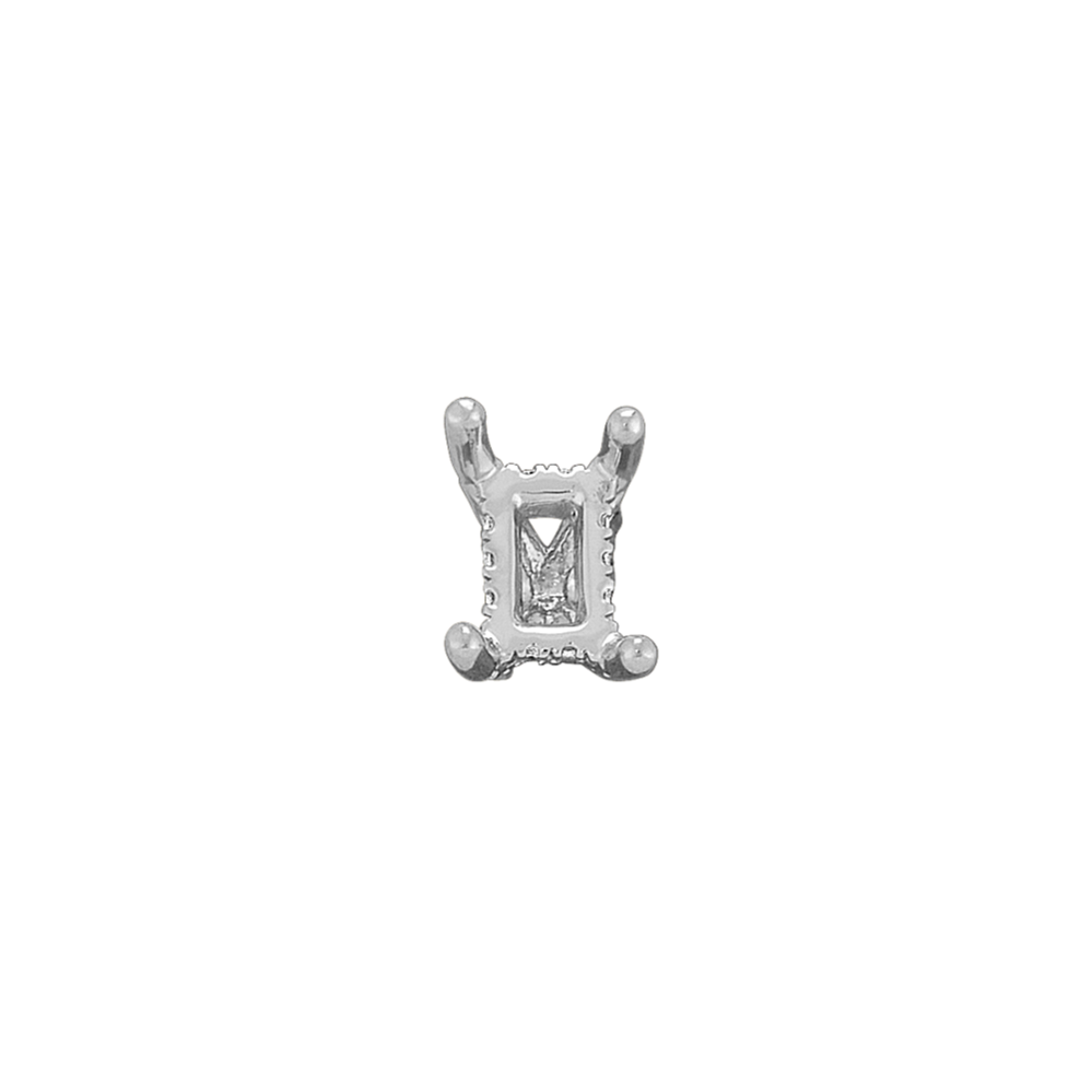 Pedestal Diamond Halo Decorative Crown to Hold 6x4mm Emerald Shaped Gemstone