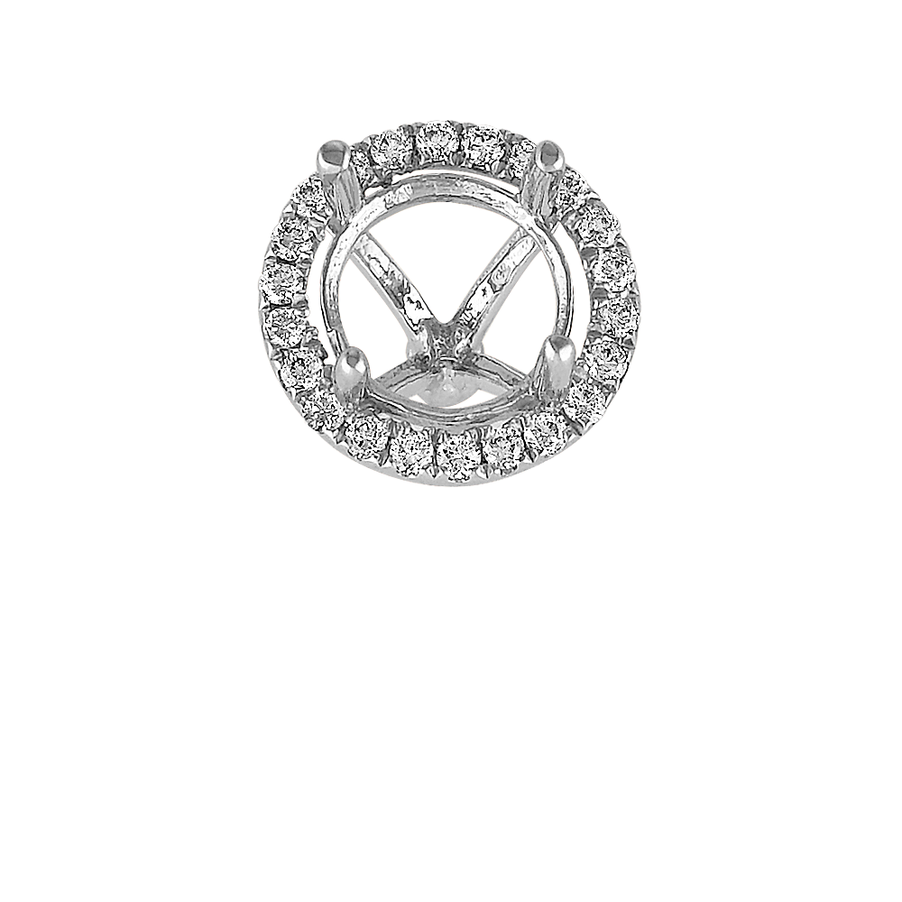 Classic Diamond Halo Decorative Crown to Hold 7.4mm Round Gemstone